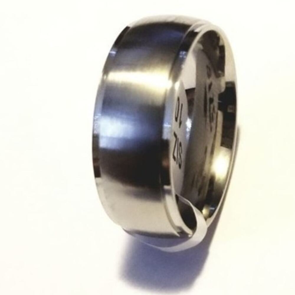 men's women's 316L stainless steel silver wedding band ring size 9